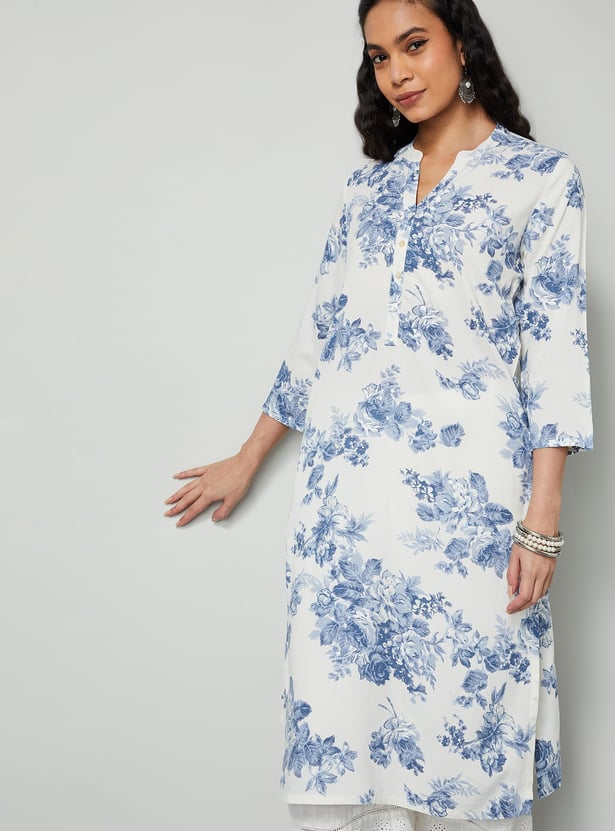 MELANGE Floral Printed Straight Kurta