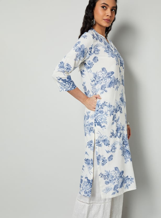 MELANGE Floral Printed Straight Kurta