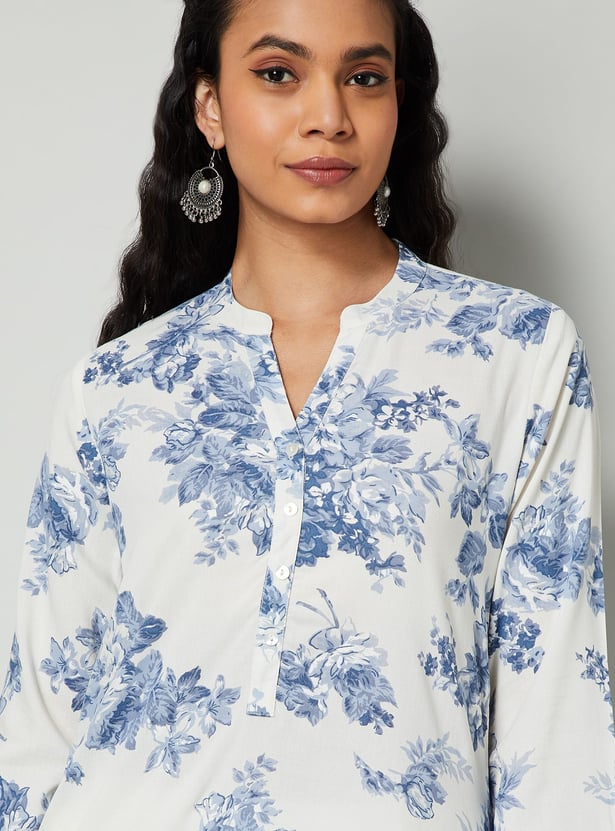 MELANGE Floral Printed Straight Kurta