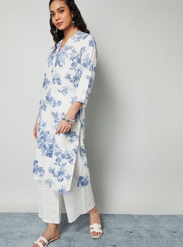 MELANGE Floral Printed Straight Kurta