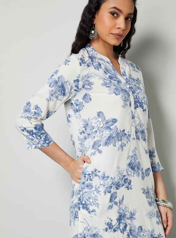 MELANGE Floral Printed Straight Kurta