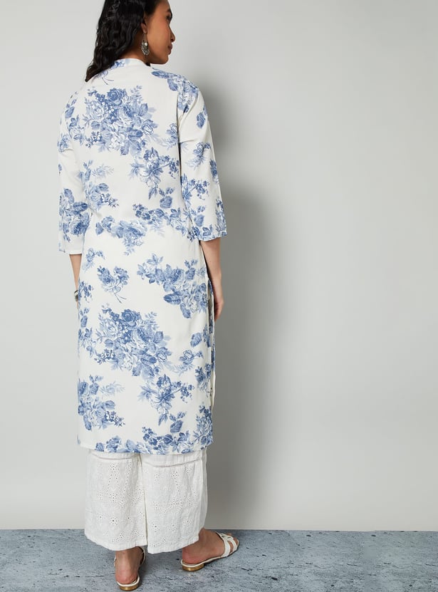 MELANGE Floral Printed Straight Kurta