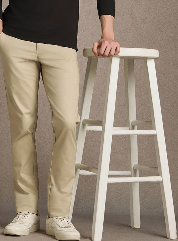 LP SPORT Solid Slim Tapered Trousers
