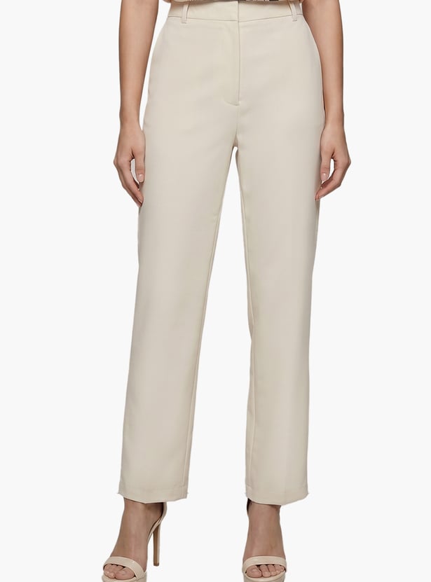 VERO MODA Solid Flat Front Trousers