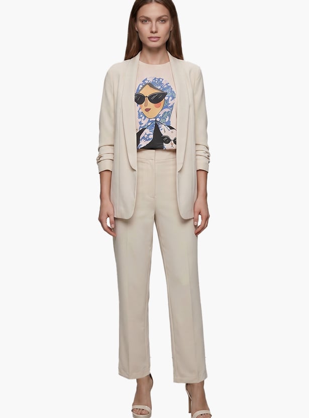 VERO MODA Solid Flat Front Trousers