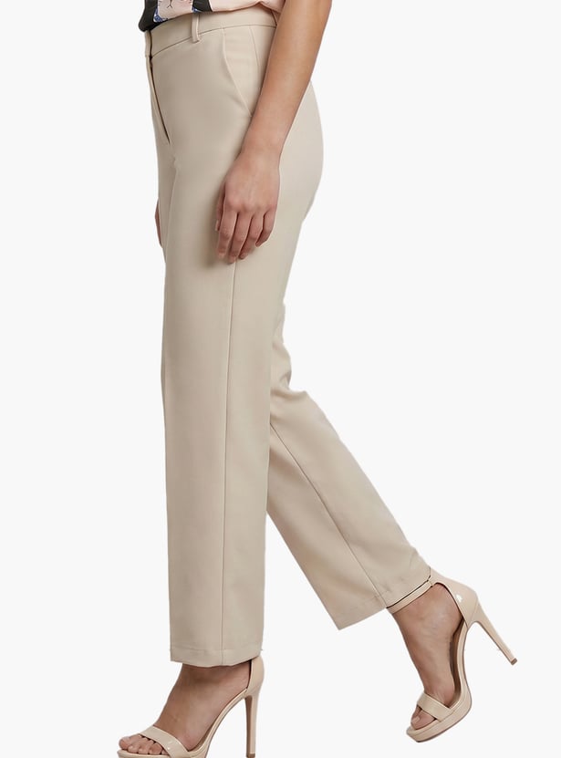 VERO MODA Solid Flat Front Trousers