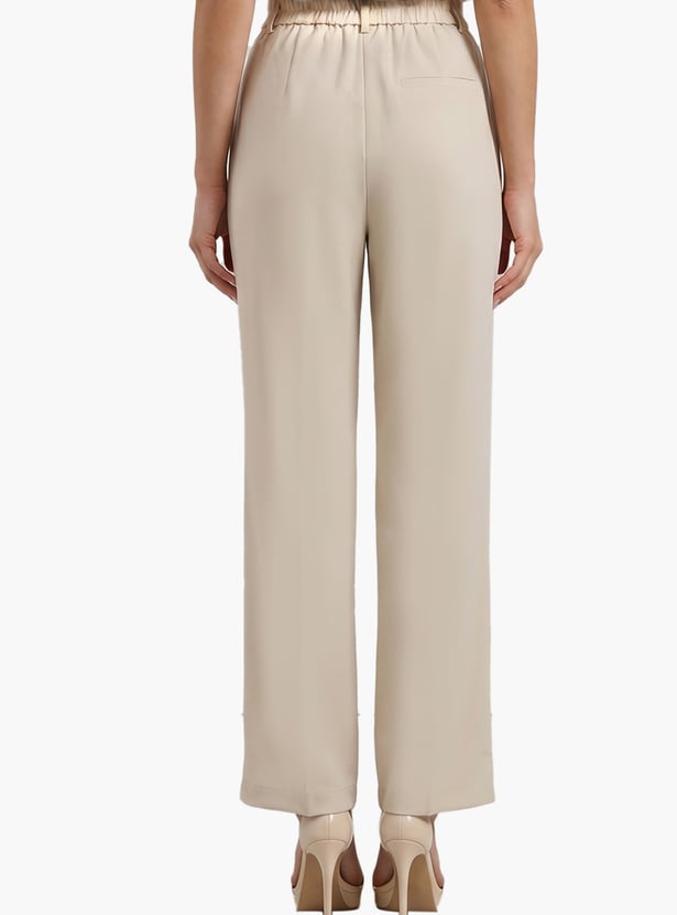 VERO MODA Solid Flat Front Trousers
