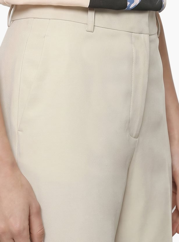 VERO MODA Solid Flat Front Trousers