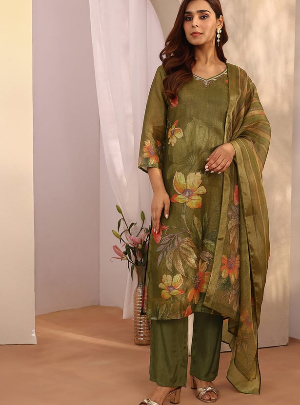 LIBAS Floral Print Palazzo Kurta Set