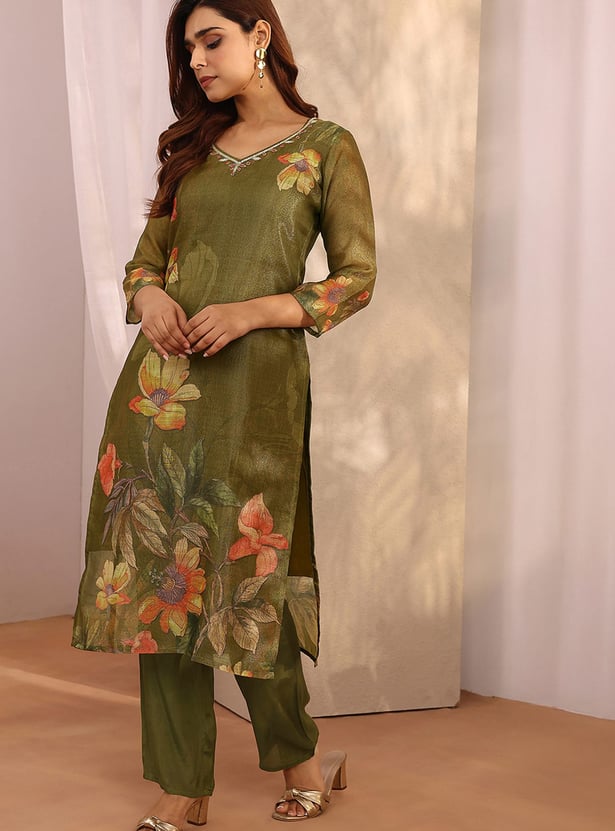 LIBAS Floral Print Palazzo Kurta Set