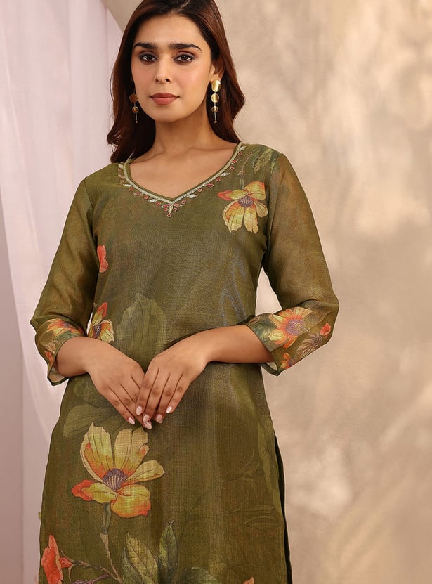 LIBAS Floral Print Palazzo Kurta Set