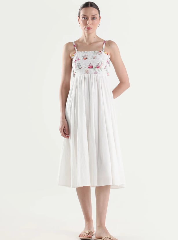 RAREISM Floral Smocked Midi Dress