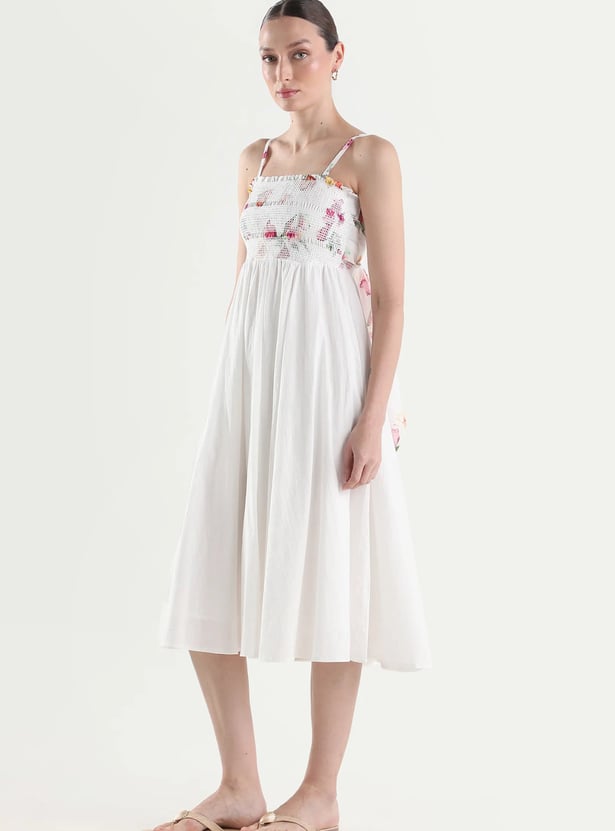 RAREISM Floral Smocked Midi Dress
