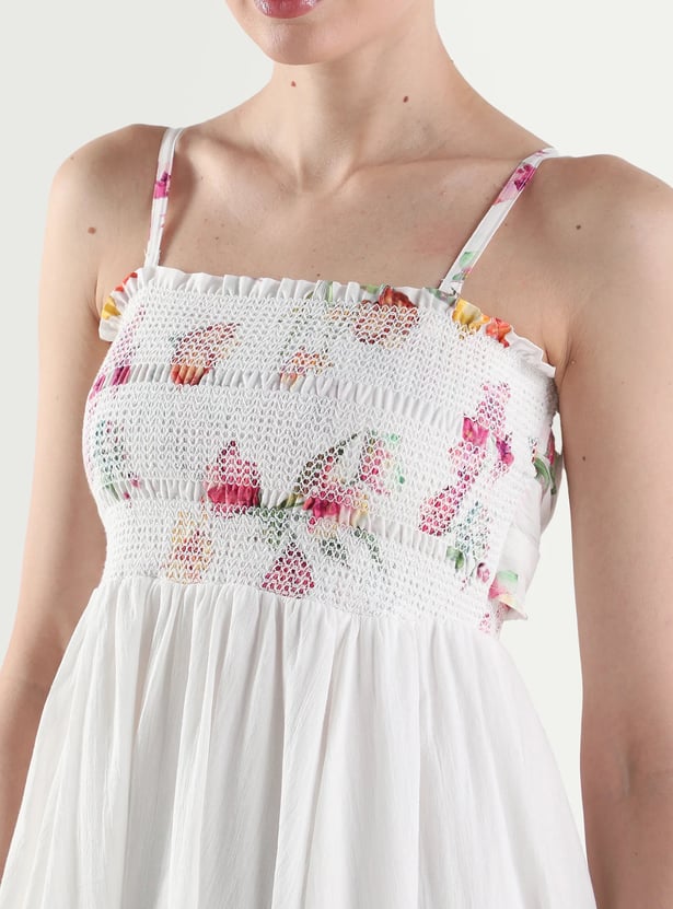 RAREISM Floral Smocked Midi Dress