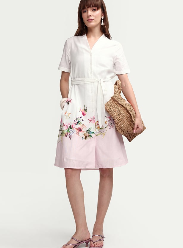 RAREISM Floral Print Button A-line Dress