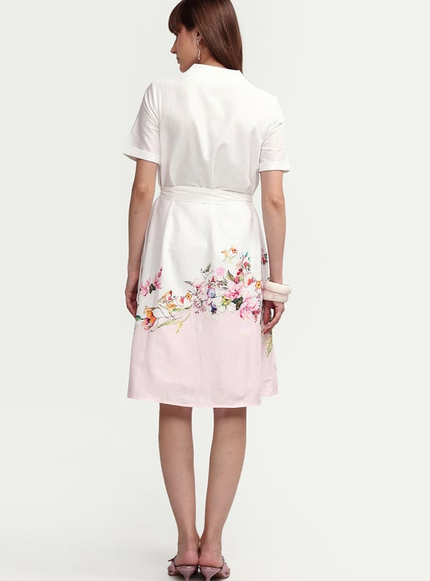 RAREISM Floral Print Button A-line Dress