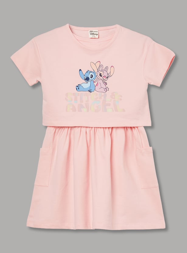 FAME FOREVER Girls Stitch and Angel Dress with T-shirt