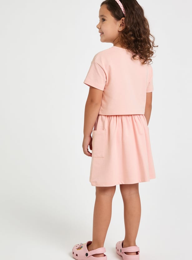 FAME FOREVER Girls Stitch and Angel Dress with T-shirt