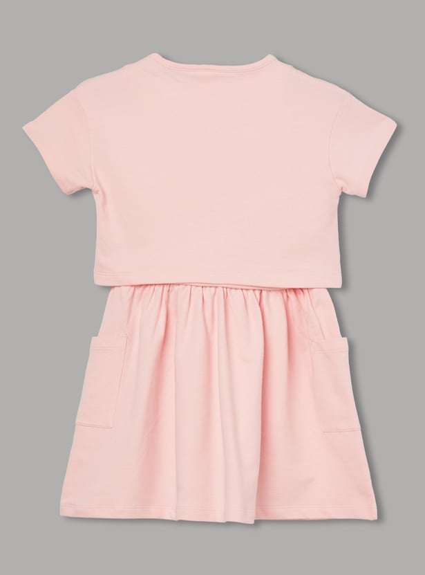 FAME FOREVER Girls Stitch and Angel Dress with T-shirt
