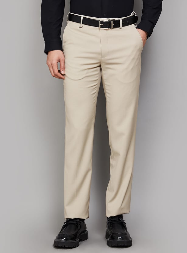 VAN HEUSEN Solid Slim Straight Formal Trouser