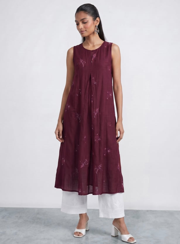 MELANGE Embroidered Sleeveless Flared Kurta