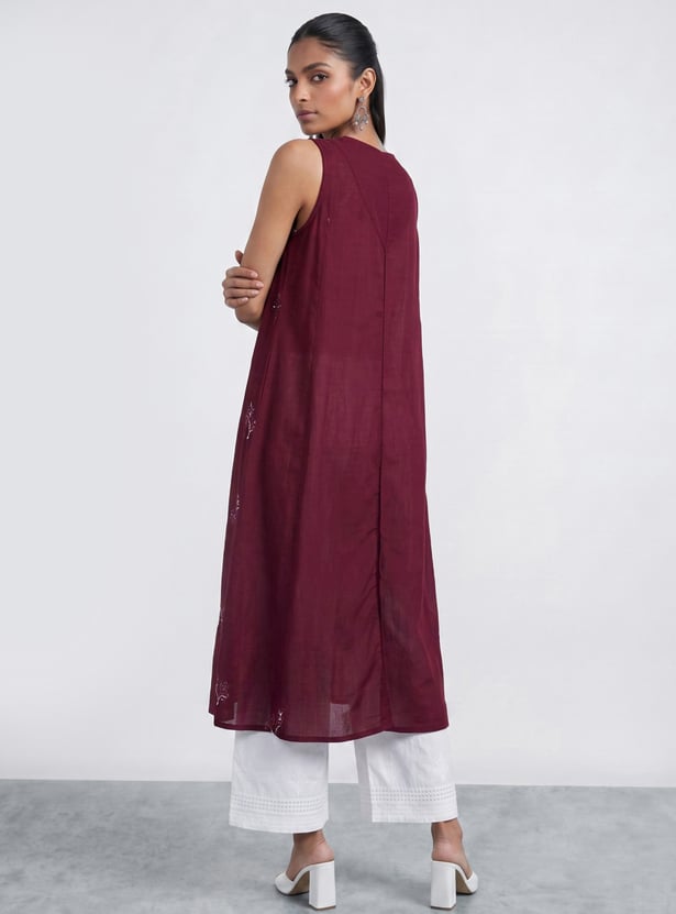 MELANGE Embroidered Sleeveless Flared Kurta