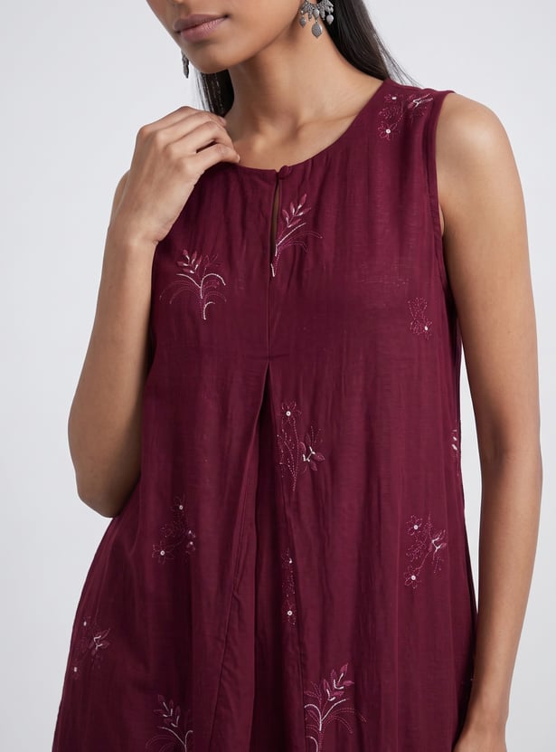 MELANGE Embroidered Sleeveless Flared Kurta