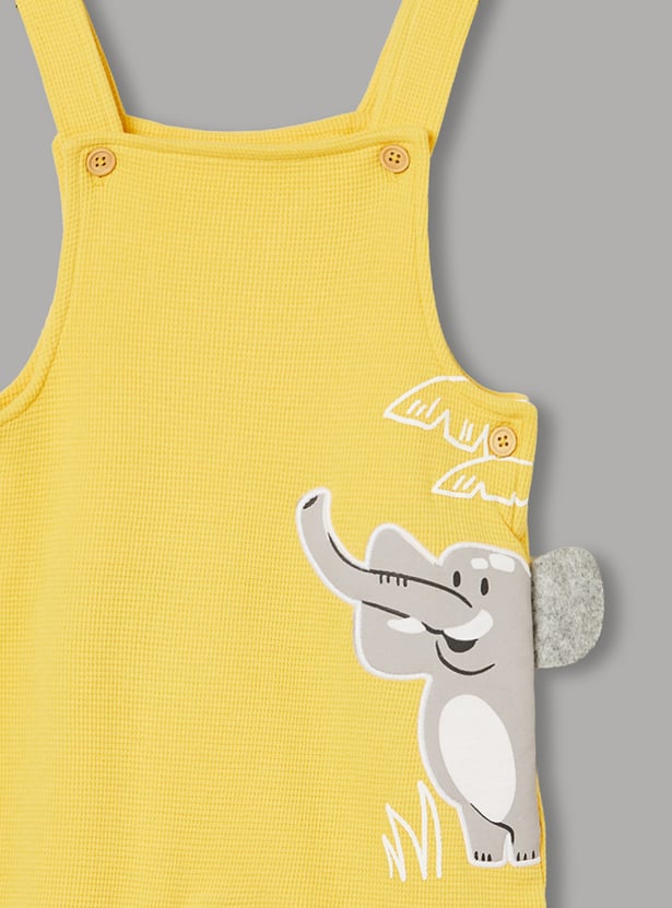 FAME FOREVER Boys' Elephant-Print T-shirt with Dungaree Set