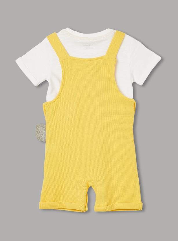 FAME FOREVER Boys' Elephant-Print T-shirt with Dungaree Set