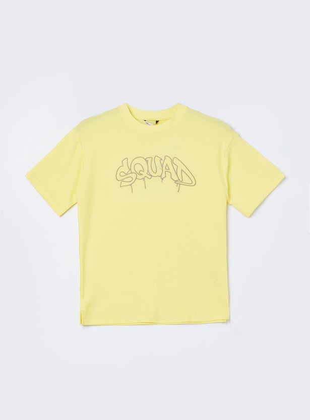 FAME FOREVER Boys Typographic Embroidered T-shirt