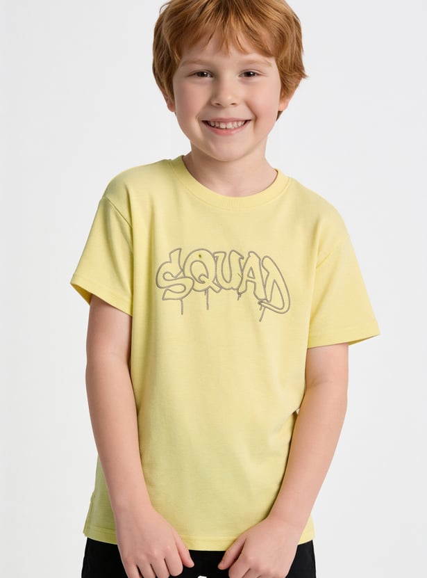 FAME FOREVER Boys Typographic Embroidered T-shirt