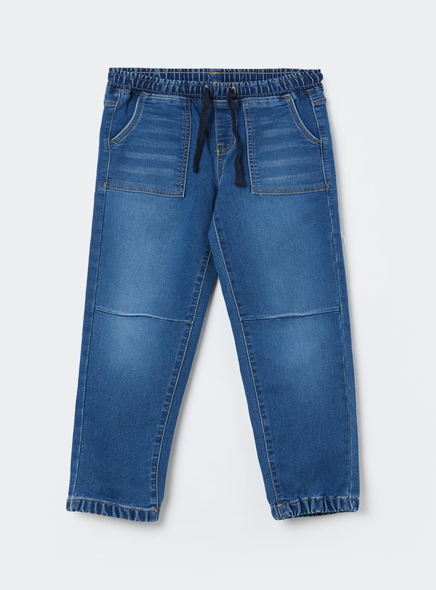 FAME FOREVER Boys Medium Wash Drawstring Jeans