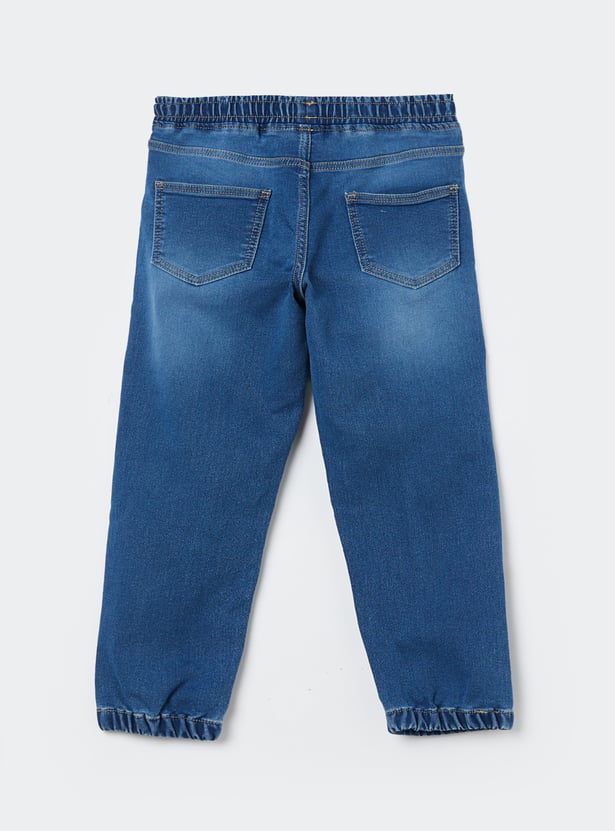 FAME FOREVER Boys Medium Wash Drawstring Jeans