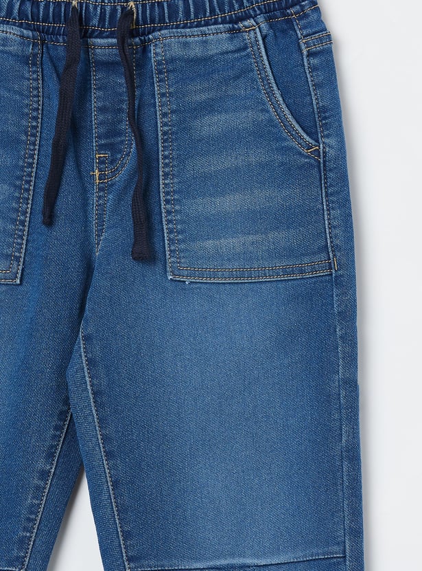 FAME FOREVER Boys Medium Wash Drawstring Jeans