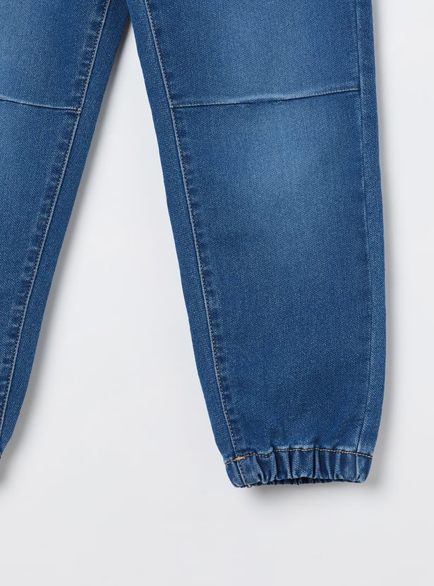 FAME FOREVER Boys Medium Wash Drawstring Jeans
