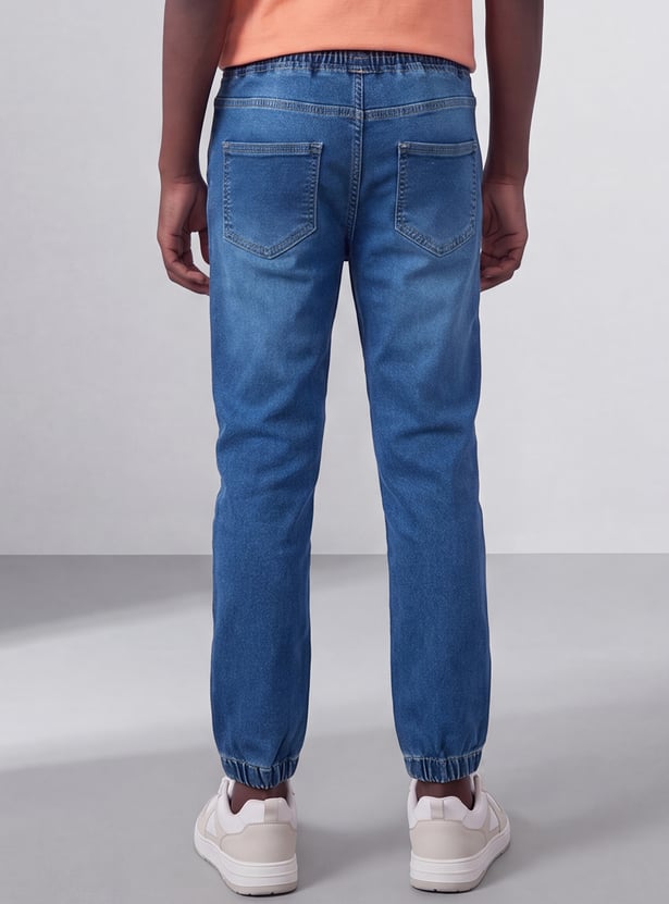 FAME FOREVER Boys Medium Wash Drawstring Jeans