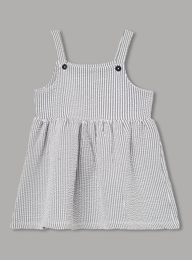 FAME FOREVER Girls Striped Dress with Bag Set