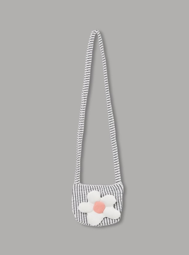 FAME FOREVER Girls Striped Dress with Bag Set