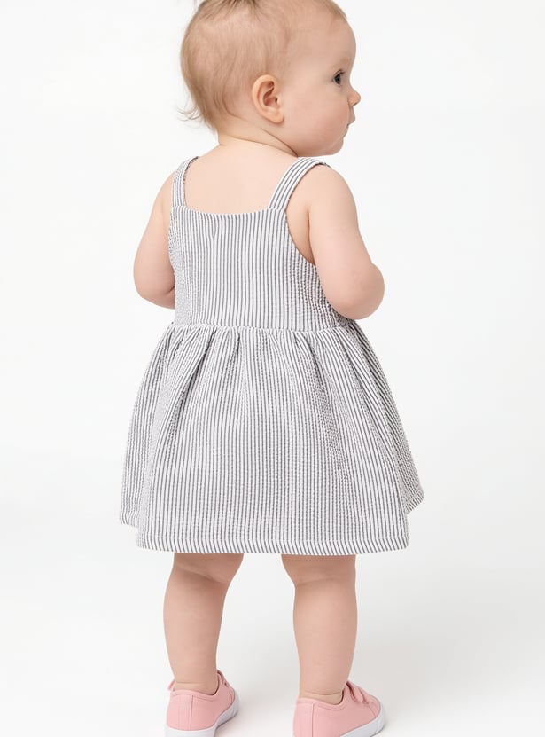 FAME FOREVER Girls Striped Dress with Bag Set