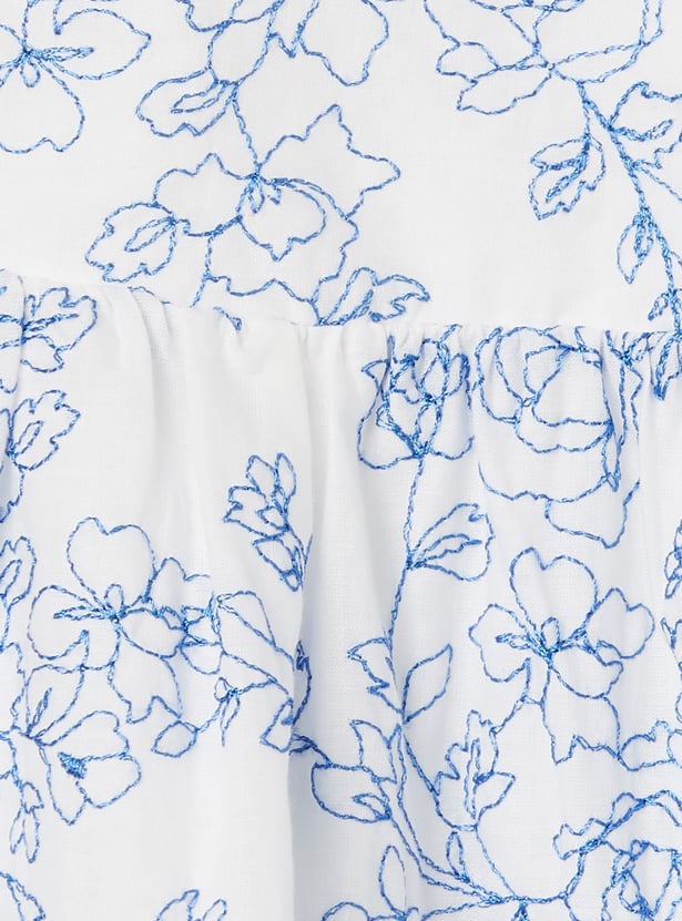 FAME FOREVER Girls Floral Embroidered Dress