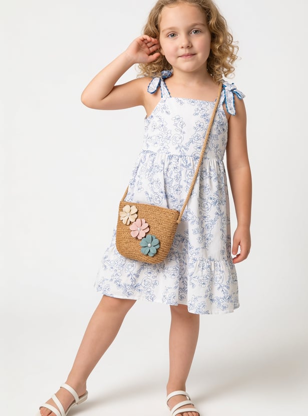 FAME FOREVER Girls Floral Embroidered Dress