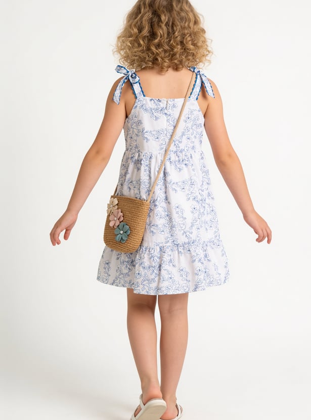 FAME FOREVER Girls Floral Embroidered Dress