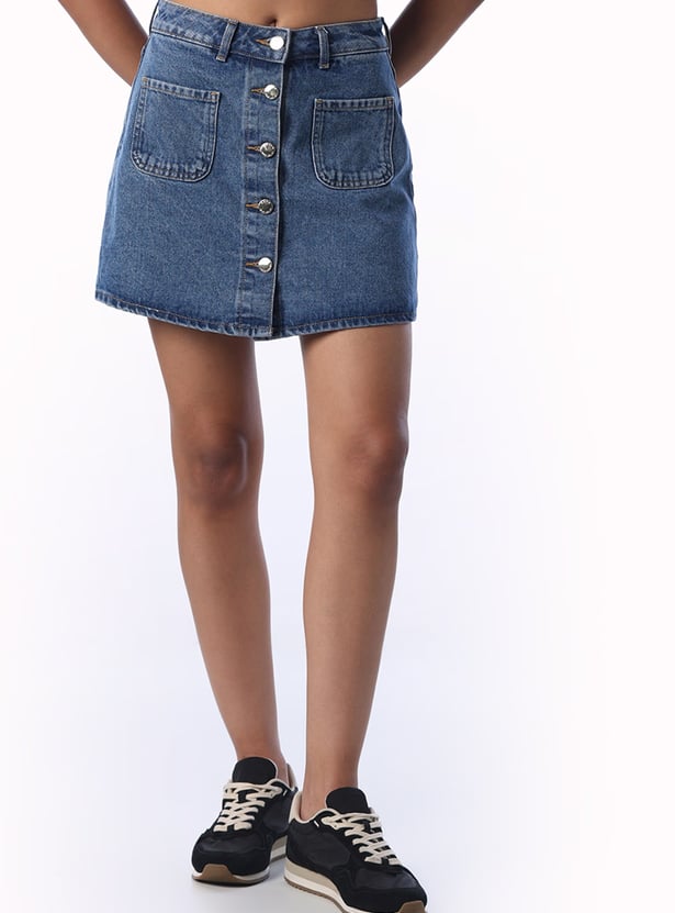ONLY Solid Denim Skirt