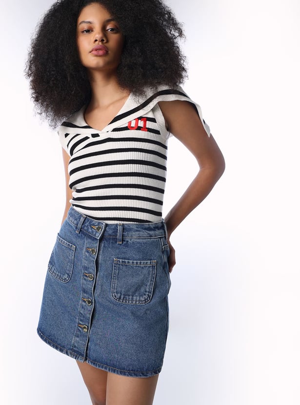 ONLY Solid Denim Skirt
