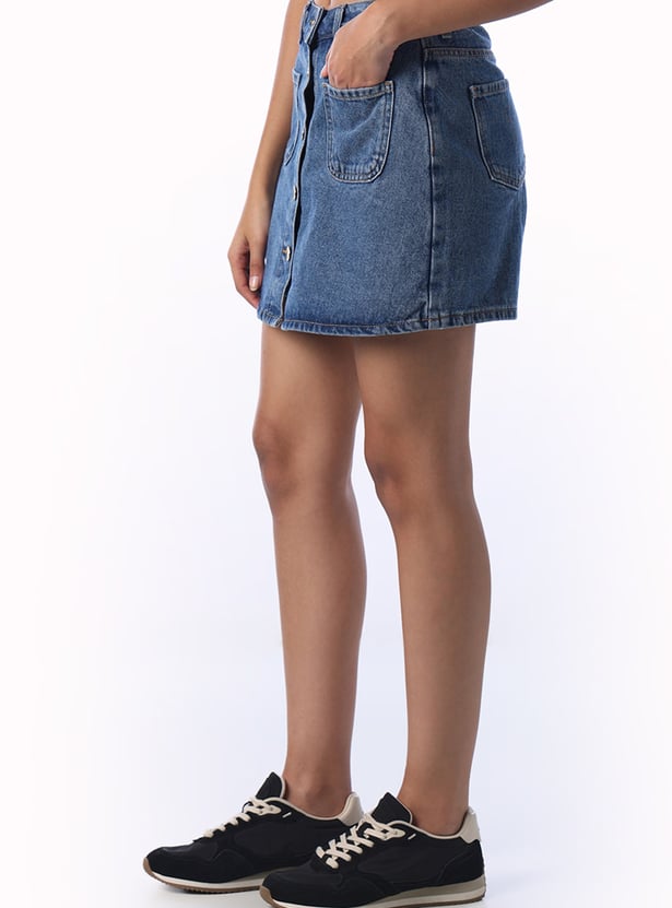 ONLY Solid Denim Skirt