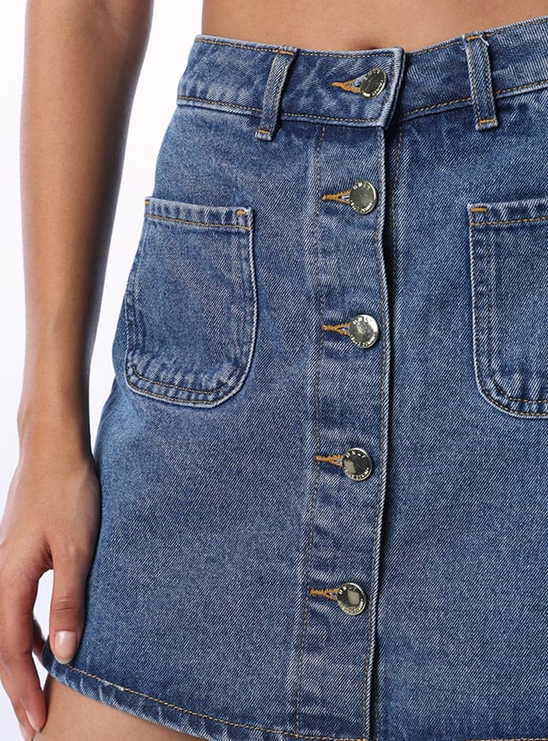 ONLY Solid Denim Skirt