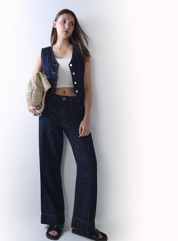ONLY Solid Wide Leg Jeans