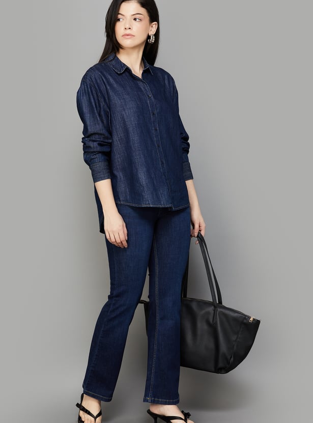 KRAUS Solid Mini Flared Jeans