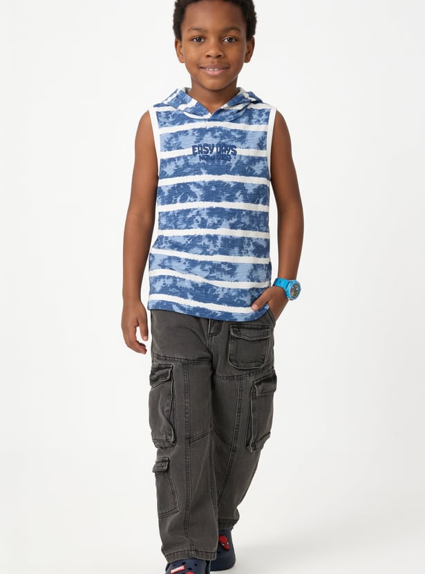 FAME FOREVER Boys Striped Hooded T-shirt