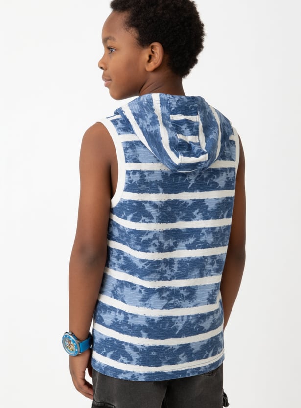 FAME FOREVER Boys Striped Hooded T-shirt